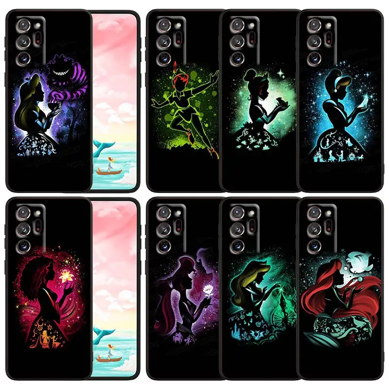 

Disney Animation Princess Phone Case Black For Samsung Note 20 10 9 Ultra Lite Plus F23 M52 M21 A73 A70 A20 A10 A8 A03 j7 j6