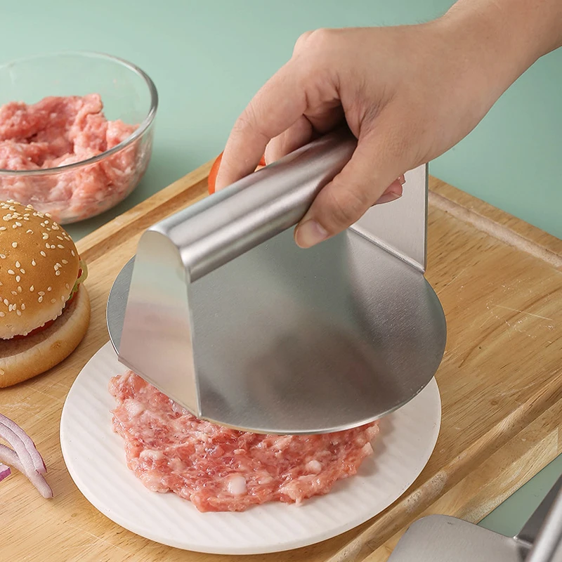 Квадратный круглый пресс для гамбургеров из нержавеющей стали, очень большой пресс для приготовления пищи и гриля