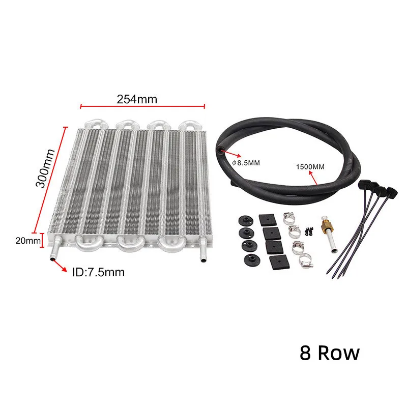 8 Row 6 Row 4 Row Aluminum Remote Transmission Oil Cooler/Auto-Manual Radiator Converter Kit