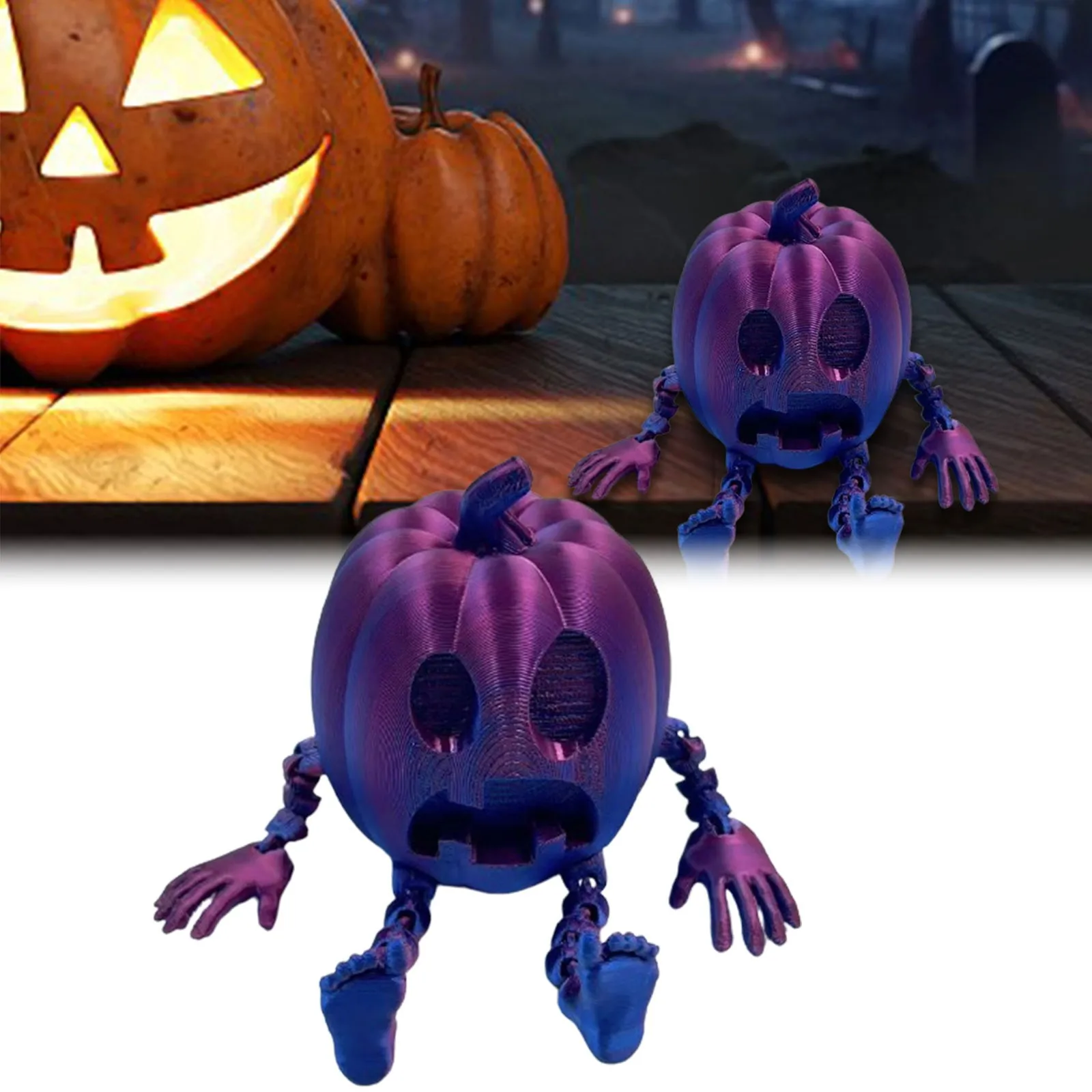 Хэллоуин Горячая 3D печатная тыква Человек Светящийся Радужный цвет Ремесленные