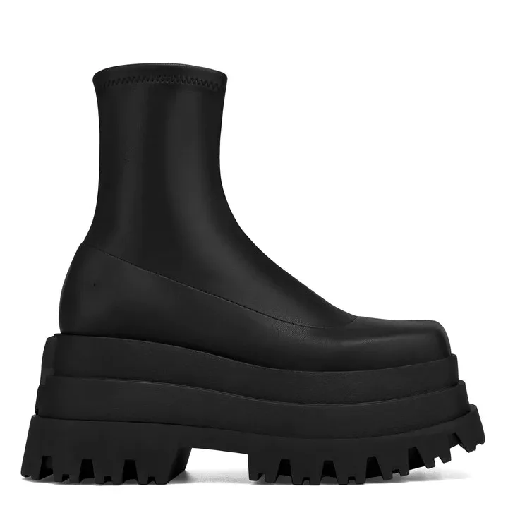 Женские ботильоны на танкетке готические Удобные полусапожки без застежек