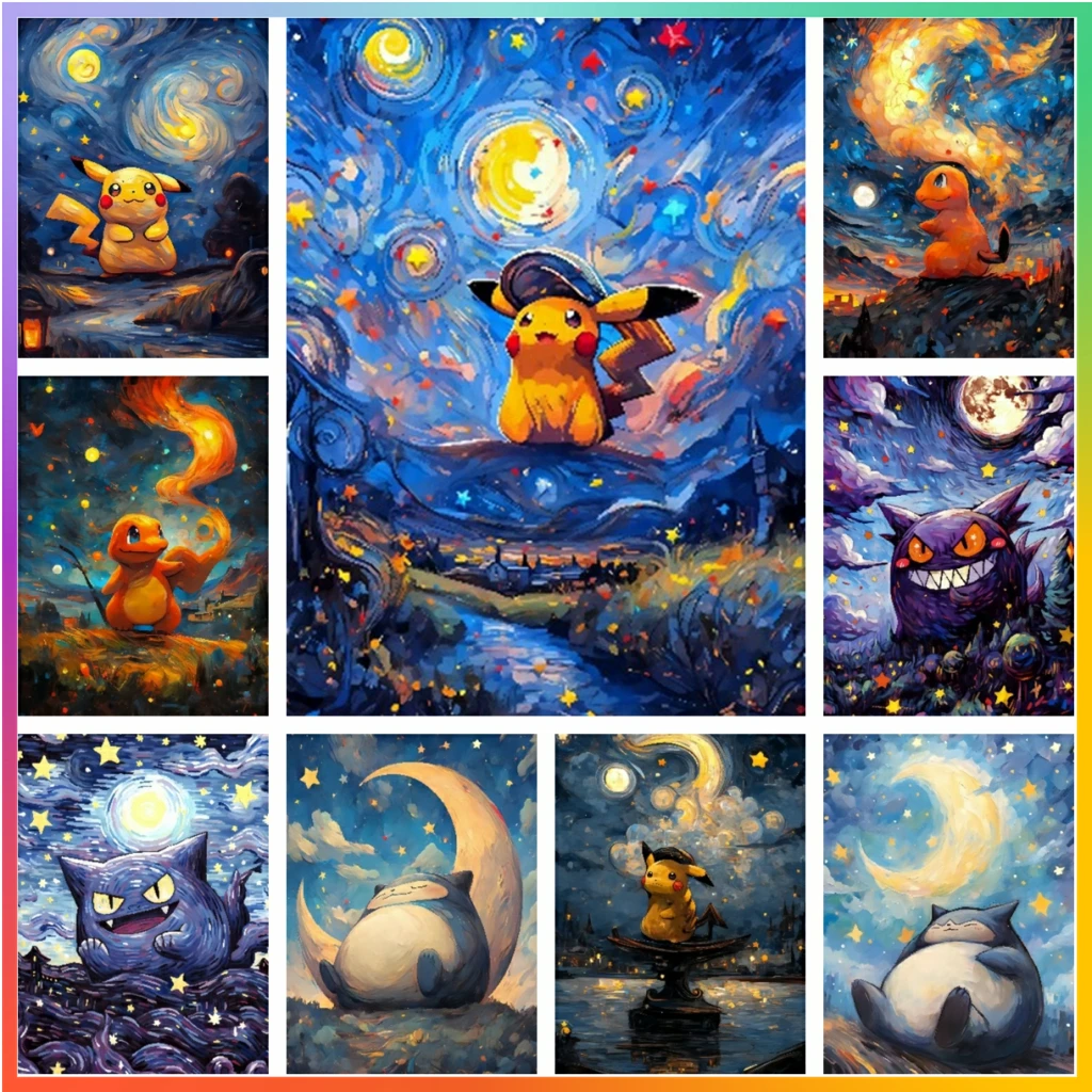 Набор Алмазной Живописи Покемон Аниме Пикачу 5D DIY Вышивка Крестиком Круглые