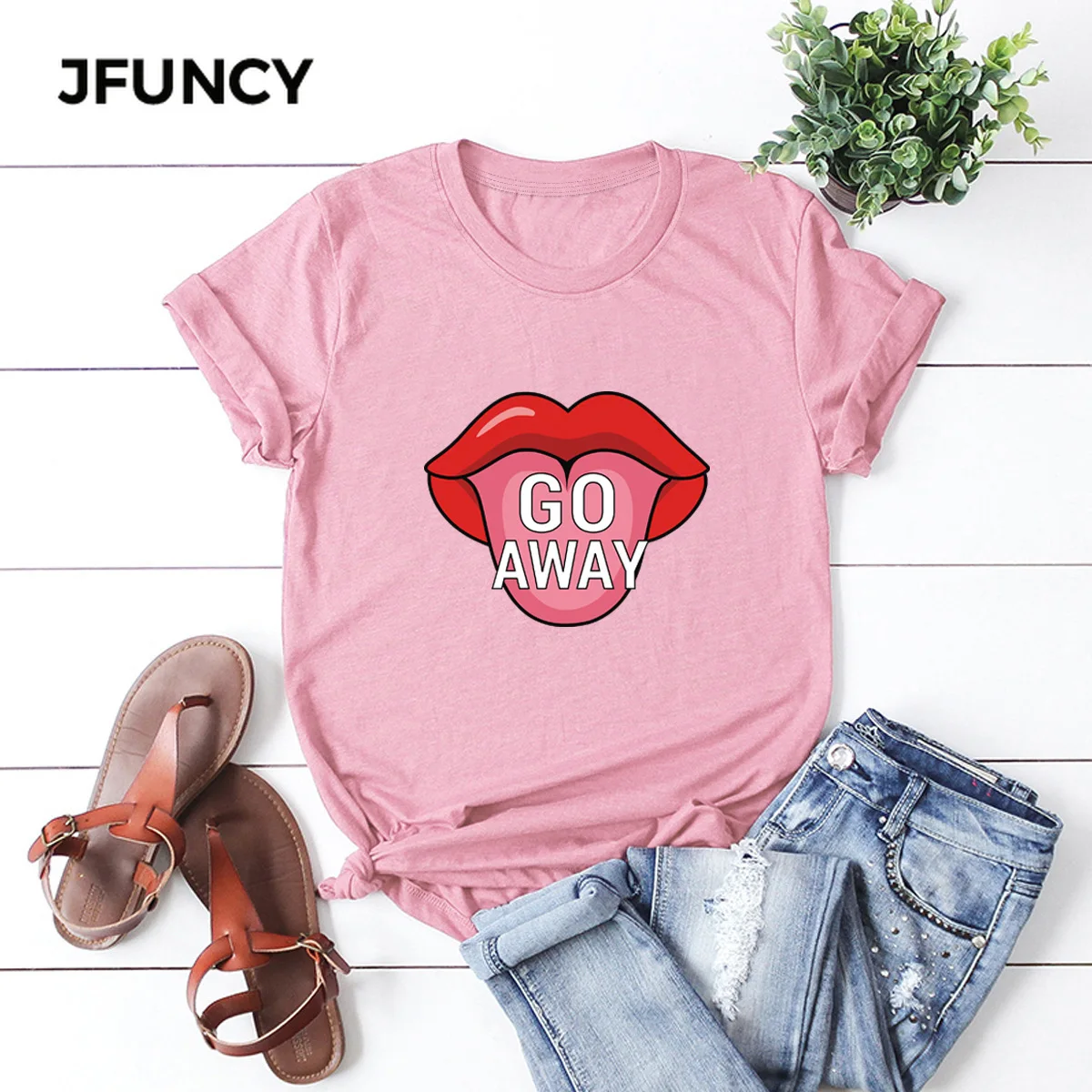 JFUNCY New Print 100% Cotton T Shirt Women Short Sleeve T-shirt Female Tees  Casual Lady Basic Camiseta Mujer Tops