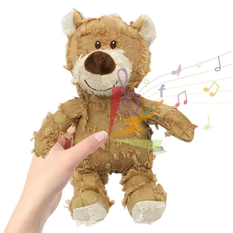 

Squeaky Plush Dog Toy Patchwork Cute Bear Pet Plush Toys Funny Sounding Interactive Dog Toys Puppy Bite Resistant Molar Chew Toy