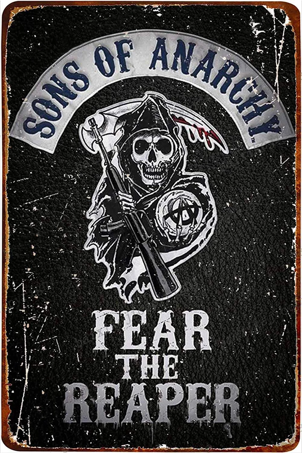 Metal Tin Sign Sons of Anarchy Fear The Reaper Plaque Poster Farm Home Coffee Shop Wall Decoration Vintage Metal Plate 12*8 Inch