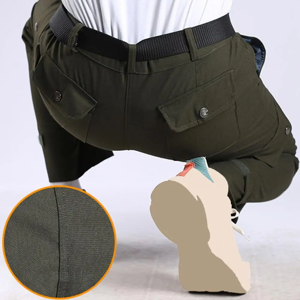 

Mid Waist Pants Comfortable Stylish Men's Straight Pants with Multiple Pockets Breathable Soft Durable Trousers for Casual Wear