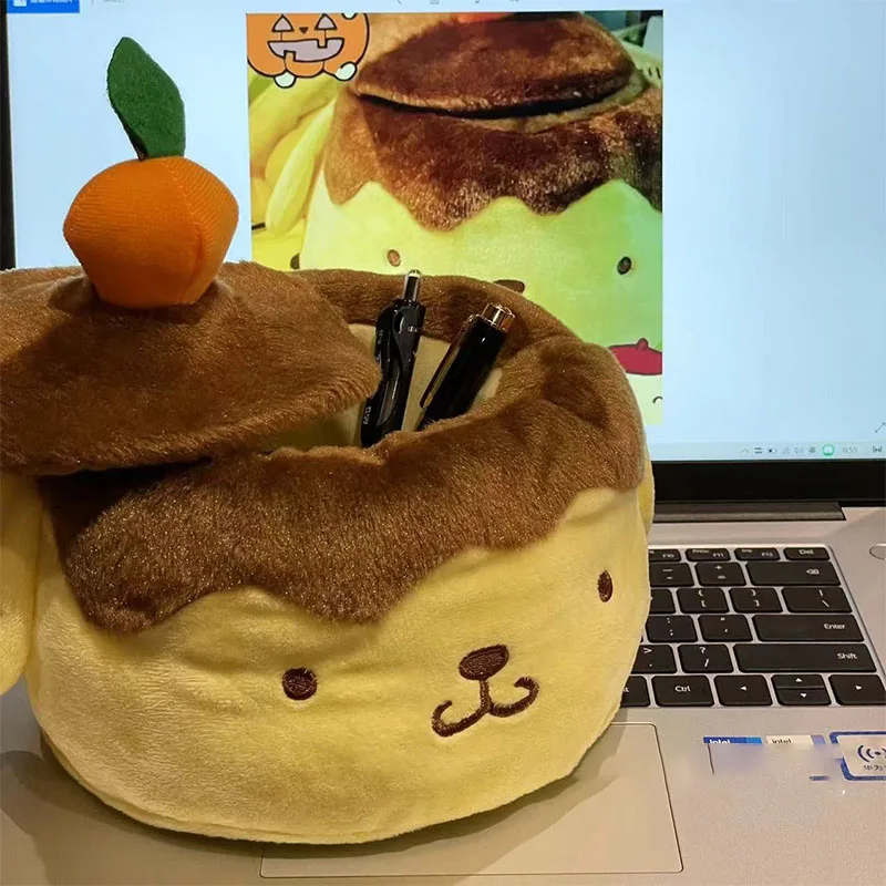 

Плюшевая кавайная мультяшная милая кукла pompurin Sanrio, Офисная настольная коробка для хранения, аниме плюшевые игрушки для девочек, подарок на ...