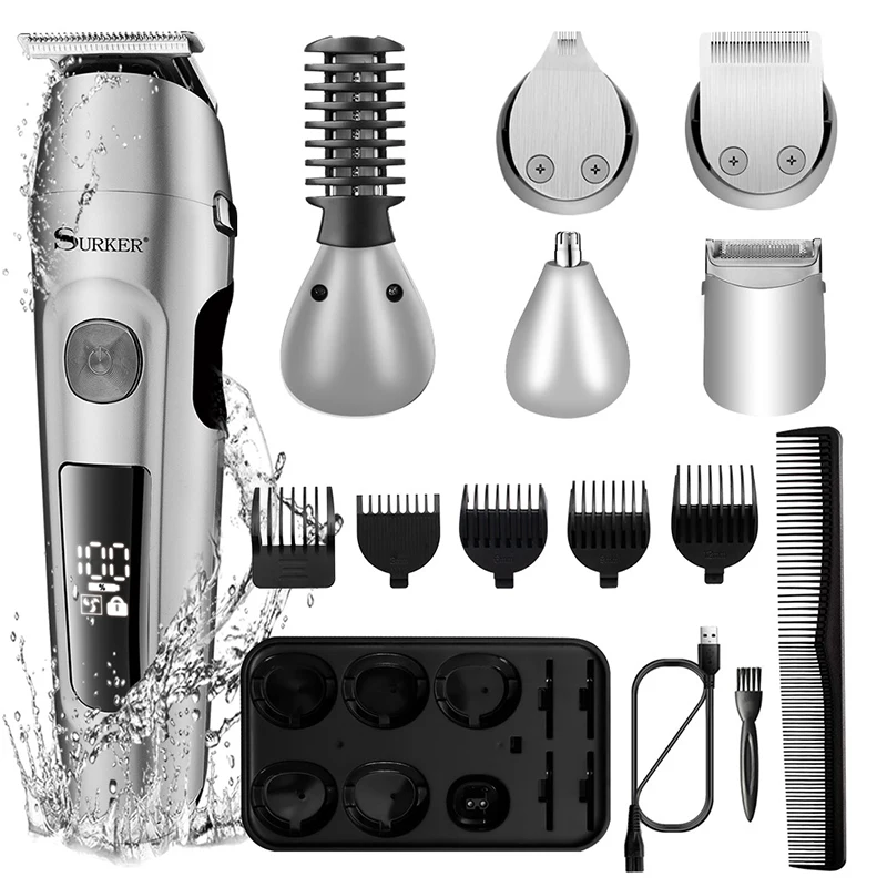 

5 in 1 Cordless Hair Trimmer Multifunctional Electric Clippers Cutting Machine Shaver Razor USB Charging for Men Beard Nose