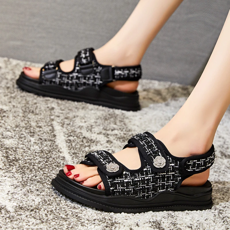 

Women's Shoes Leather 2022 Summer New Women's Flat Sandals Women's Velcro Sports Women's Sandals Trend