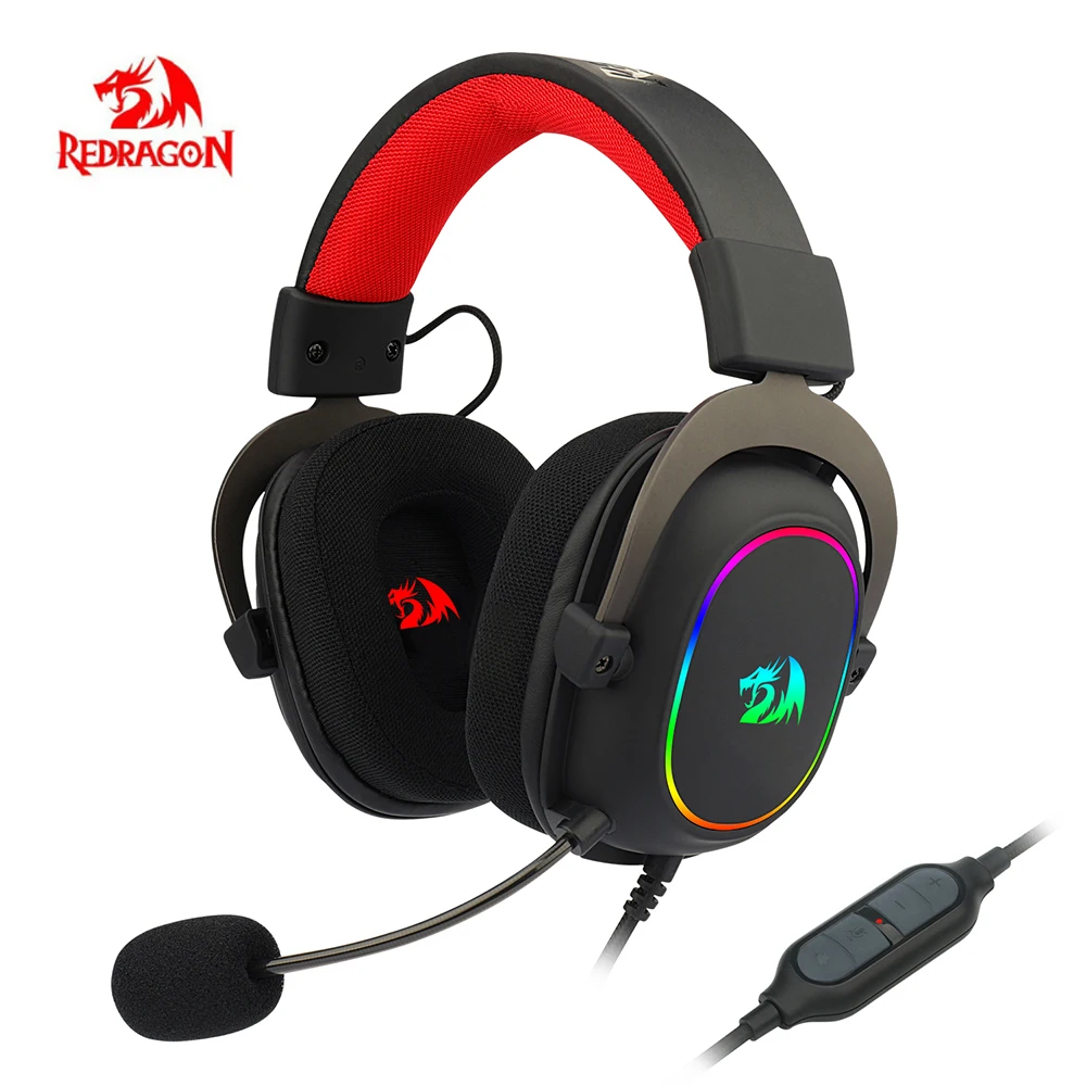 Проводная игровая гарнитура Redragon H510 Zeus X, RGB подсветка, 7,1 объемный звук, игровые наушники с микрофоном, подходит для ПК, PS4