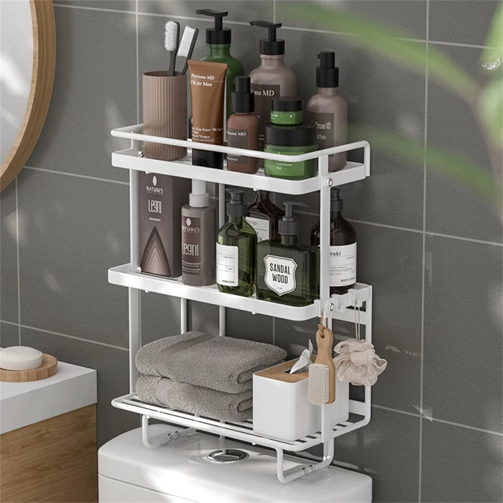 

Kitchen Storage Paper Punch-free Shelf Accessories Toilet Bathroom Organizer Shelves Multifunctional Rack Toilet Toilet Rack