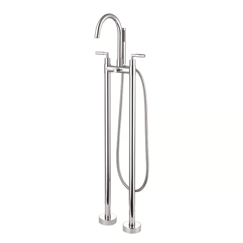 

Chrome Floor Mounted Bathtub Shower Faucet Swivel Waterfall Spout free standing bathroom Crane Bath Shower Mixer Tap