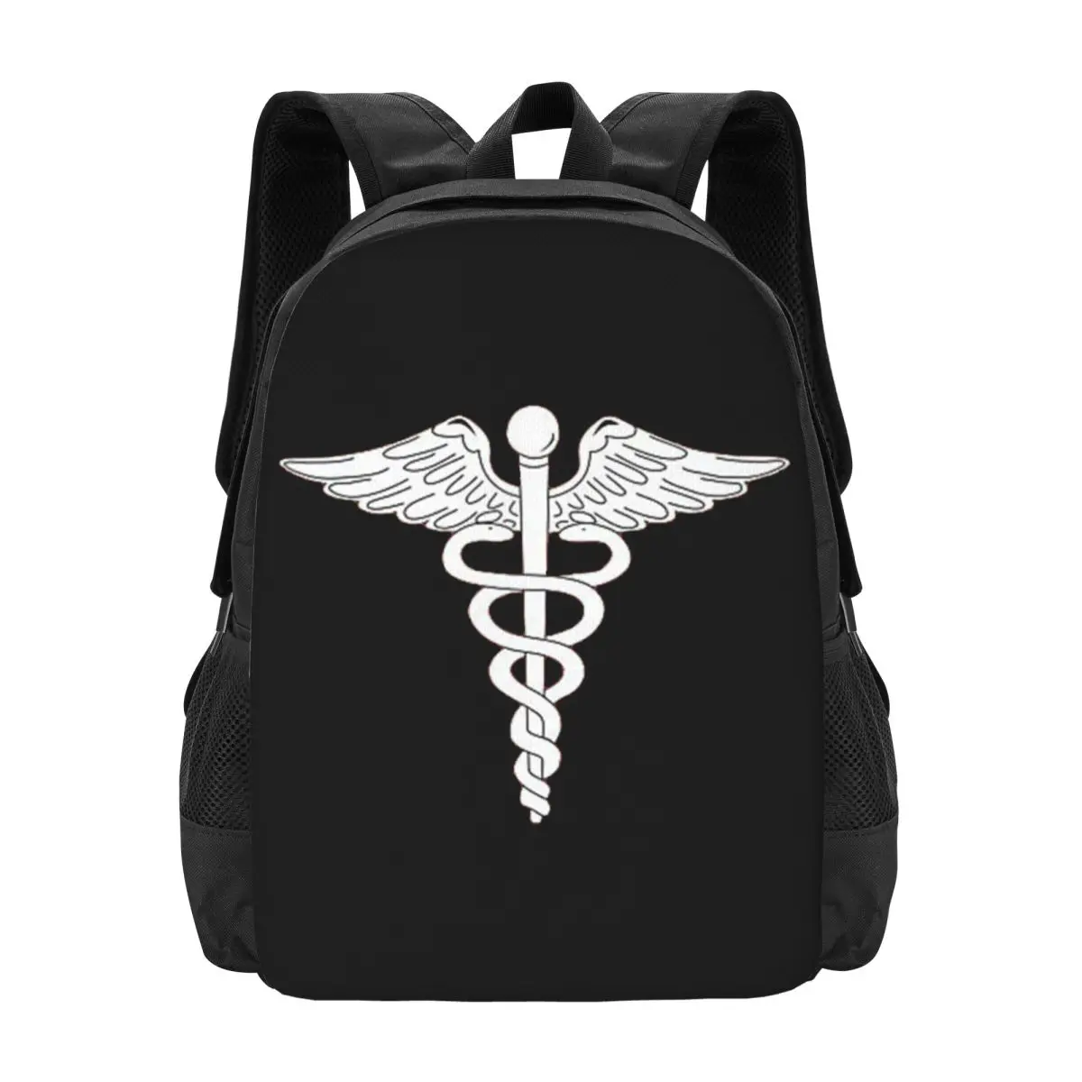 

Caduceus Symbol Simple Stylish Student Schoolbag Waterproof Large Capacity Casual Backpack Travel Laptop Rucksack