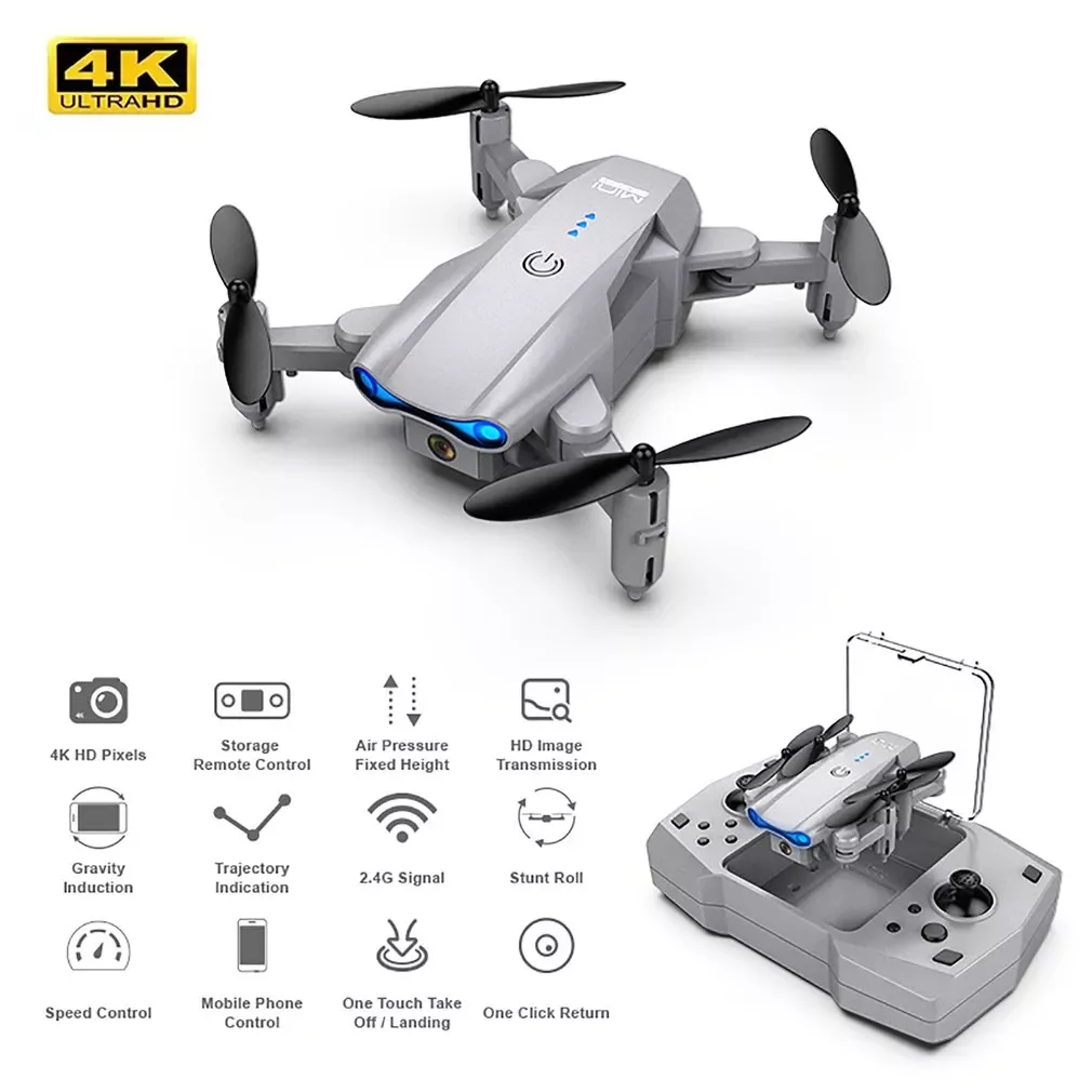 KY906 Mini Remote Control Drone 4K HD Camera Wifi FPV Pocket Foldable Quadcopter Dron One-Key Return RC Helicopter Kid's Toy