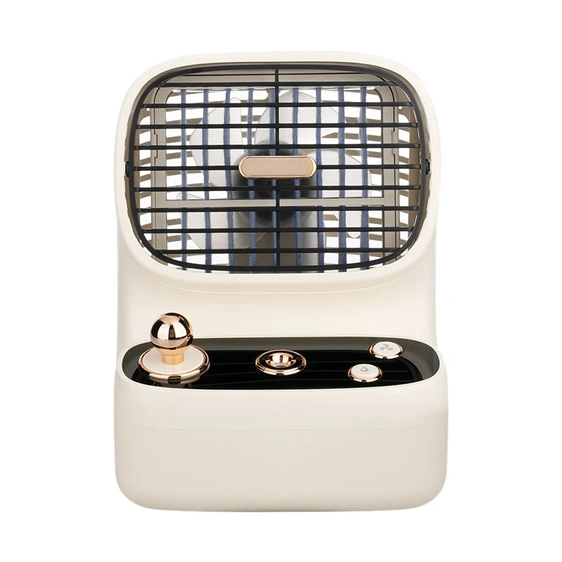 

Portable Retro Fan USB Air Cooling Fan Mini Air Conditioner Humidifier Desktop Air Cooler Spray Fan for Home-Beige