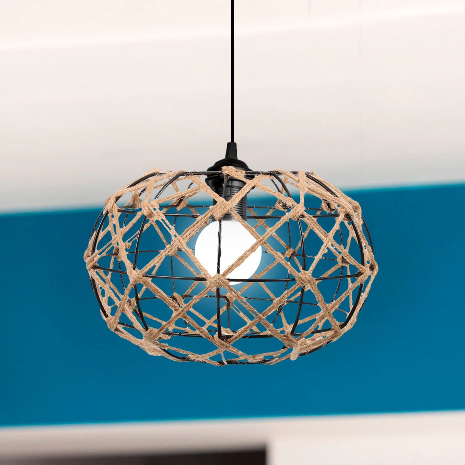 

Woven Lampshade Chandelier Shades Wall Hanging Ceiling Light Rope Decorative Covers