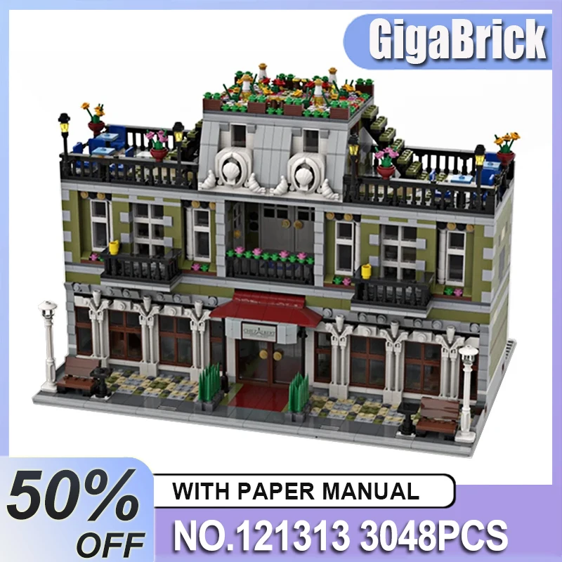 Фото Изготовленный новый MOC-121313 Парижский сад, совместимый с отелем 10243, модульные строительные блоки, кирпичи, головоломки, игрушки «сделай сам», подарки на день рождения для мальчиков №1