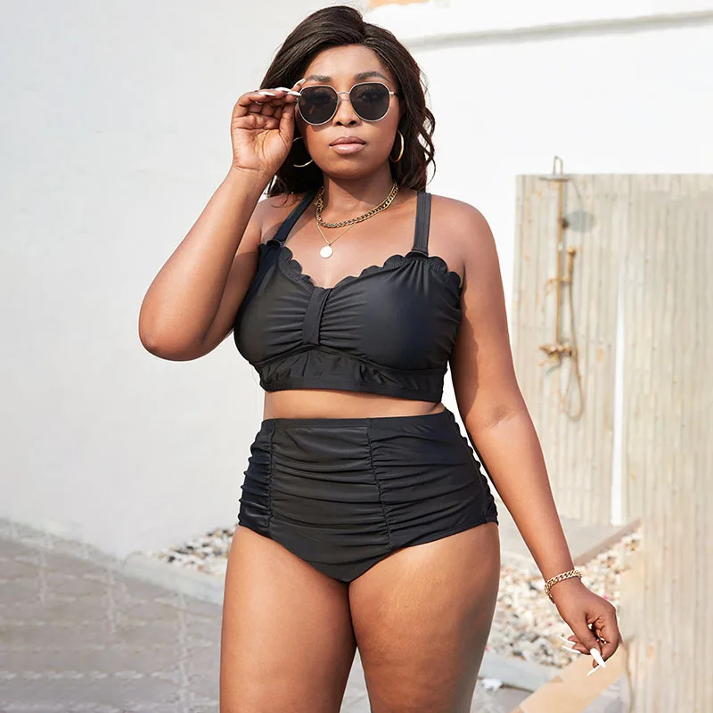 

Женский купальник-бикини с высокой талией и открытой спиной