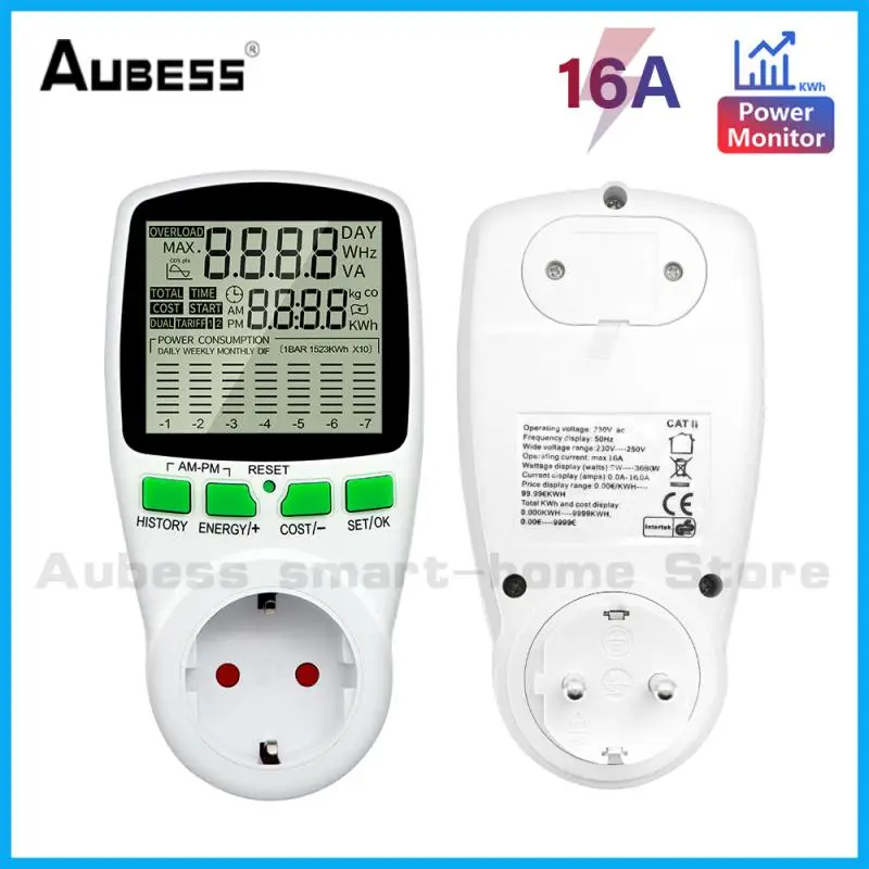 

EU/UK Smart Plug With Wattmeter Timing Function Power Meter Power Socket Smart Home Energy Monitor Electrical Tester LCD Digital
