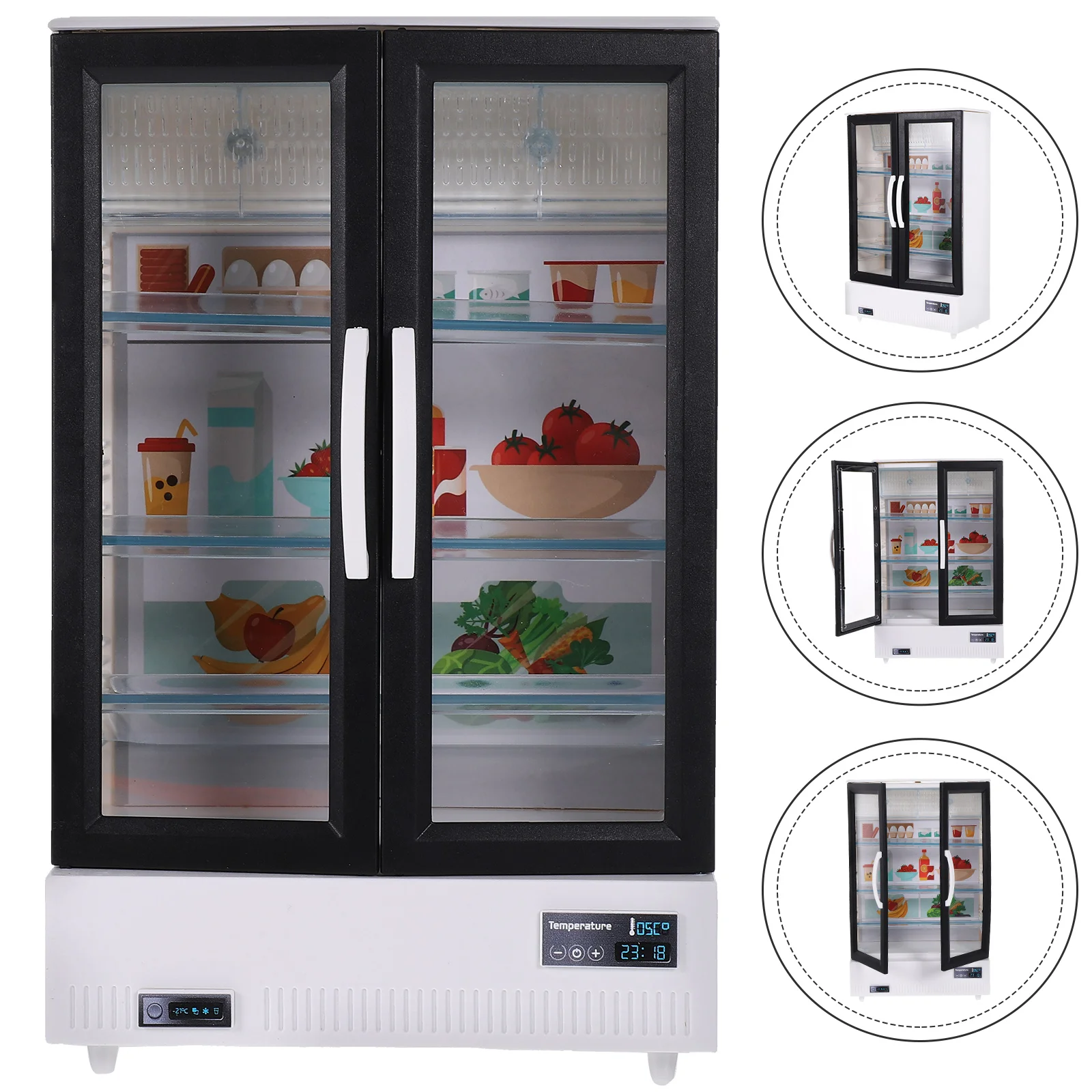 

Mini Refrigerator Dolls House Freezer Double Door Decor Miniatures Fridge Toy Acrylic Kitchen