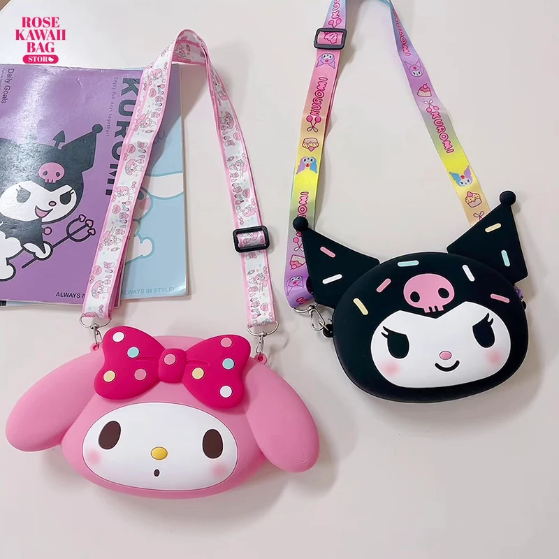 Sanrio сумка Kawaii Melody сумка через плечо мультфильм Kuromi силиконовая сумка большой емкости Милая Sanrio сумка через плечо для ребенка Девочки Подарки