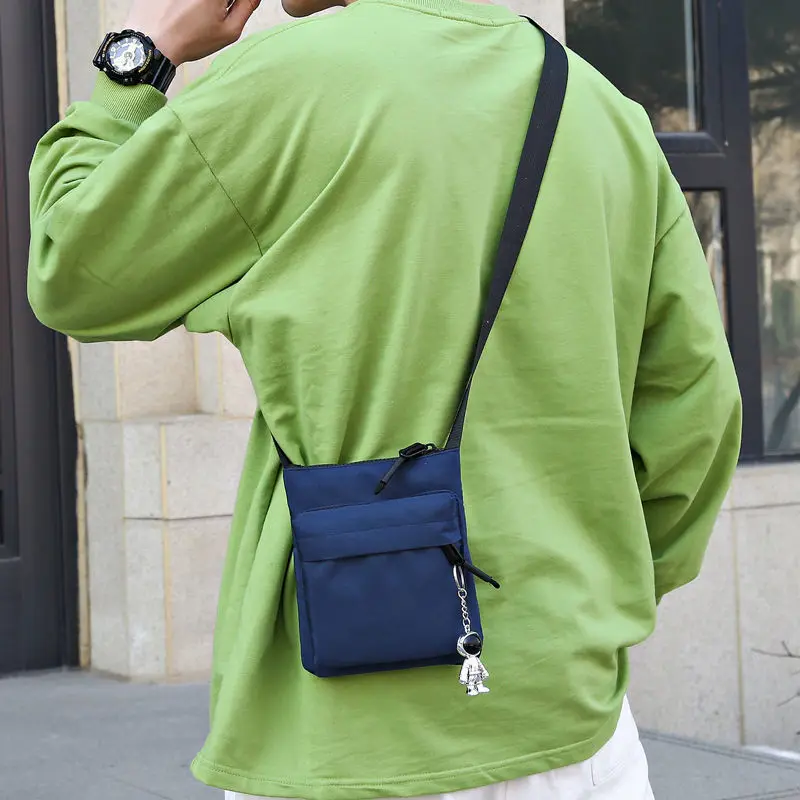 New Men's Bag Trendy 2022 Japanese Style Waterproof Small Bag Oxford Cloth Black Verticle Casual Shoulder Messenger Phone Bag fo