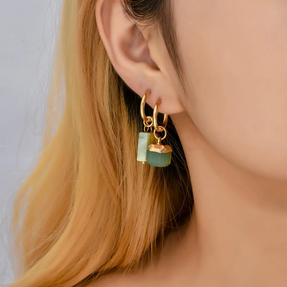 Женские квадратные прямоугольные серьги винтажные кольца из нержавеющей стали