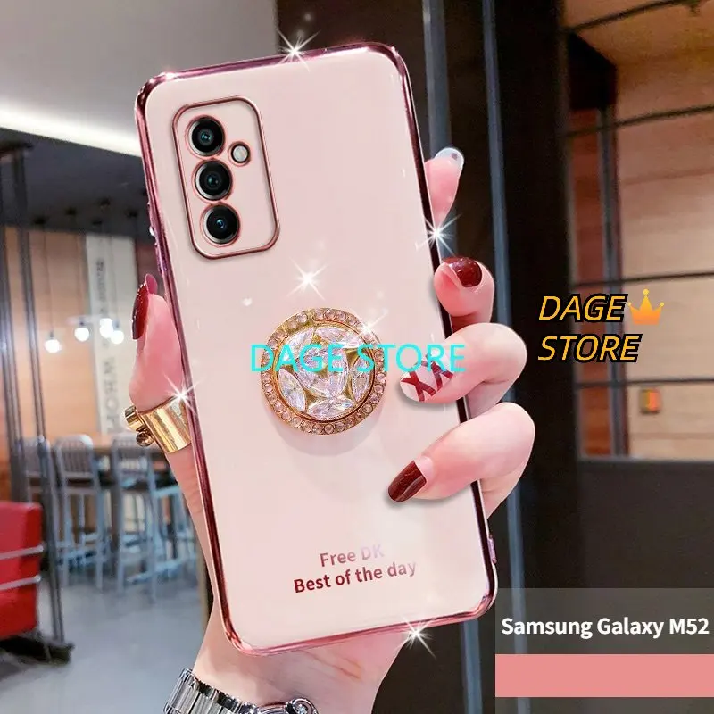 

Чехол для телефона Samsung Galaxy M52 с гальваническим покрытием и кристаллами