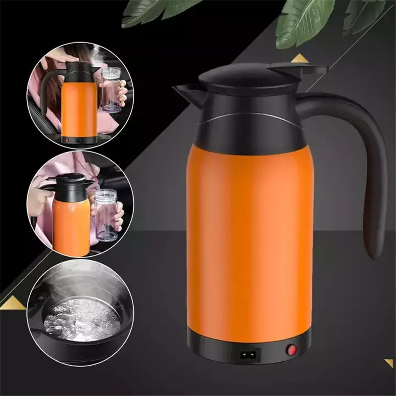 

1000ML Touch Car Electric Heating Kettle 304 Stainless Steel Water Heater Bottle Tea Coffee Mug for Travel Camping Boat 12V/24V