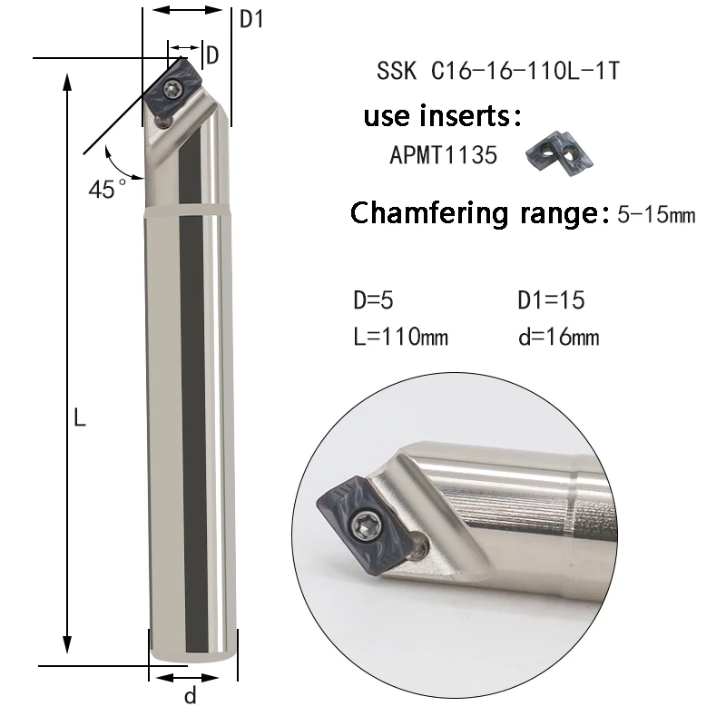 OYYU SSK 45, 30, 60 градусов C16-16-110 C25-40-120 C20 C25, инструменты для снятия фаски, держатель инструмента из вольфрамовой стали, вставка APMT 1135 1604