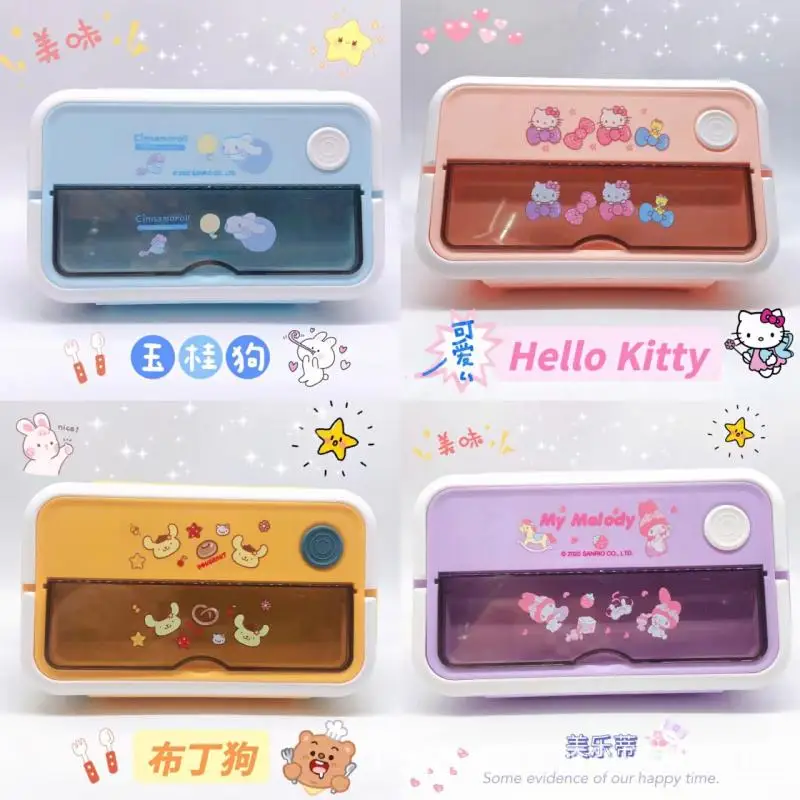 

Anrio Cartoon Hello Kitty Cinnamoroll New Plastic Lunch Box Can Be Microwave Student Office Worker Fresh Keeping Lunch Box