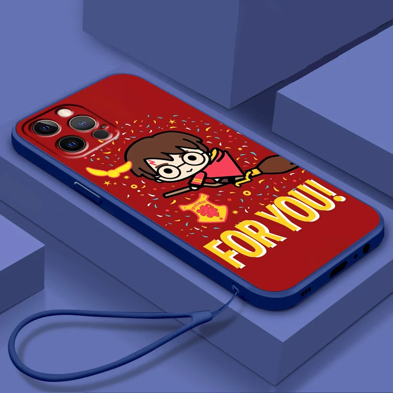 

Harries Ring Potters Cartoon Phone Case For Apple iPhone 14 13 12 Mini 11 XS Pro Max X XR 8 7 6 Plus SE Soft Liquid Rope Cover