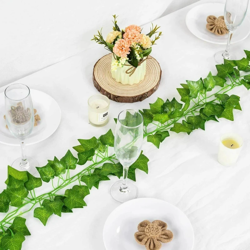 

Diy Fake Fake Foliage Flowers Creeper Wreath Leaves Garland Silk Artificial Plant Eco-friendly Green Ivy Leaf Wedding Party New