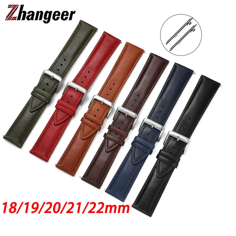 

Double Layer Leather Watchband Strap Quick Release 18mm 19mm 20mm 21mm 22mm Universal Wrist Band For Samsung Galaxy Watchband