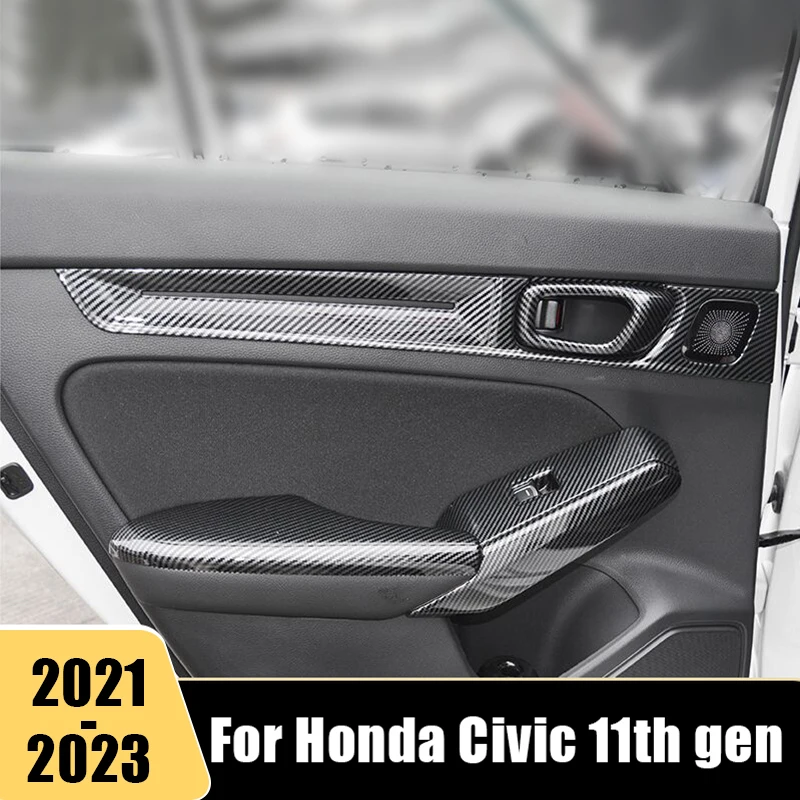

For Honda Civic 11th Gen 2021 2022 2023 Carbon Car Inner Door Panel Trim Cover Interior Door Handle Panel Decorative Accessories