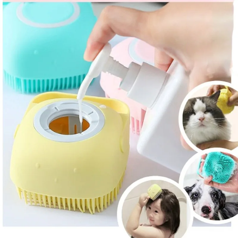 

Pet Shampoo Massager Bath Brush Soft Silicone Dog Brush Bathroom Puppycat Washing Massage Dispenser Grooming Shower Brush