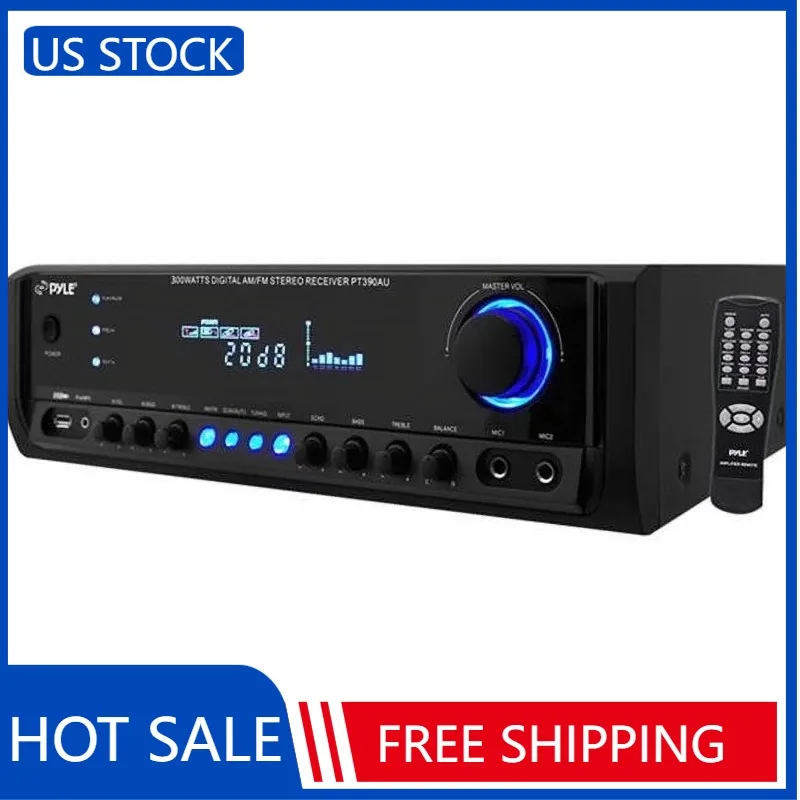

New Pyle PT390AU 300W 4 Channel Home Theater Amplifier Receiver Stereo USB/SD