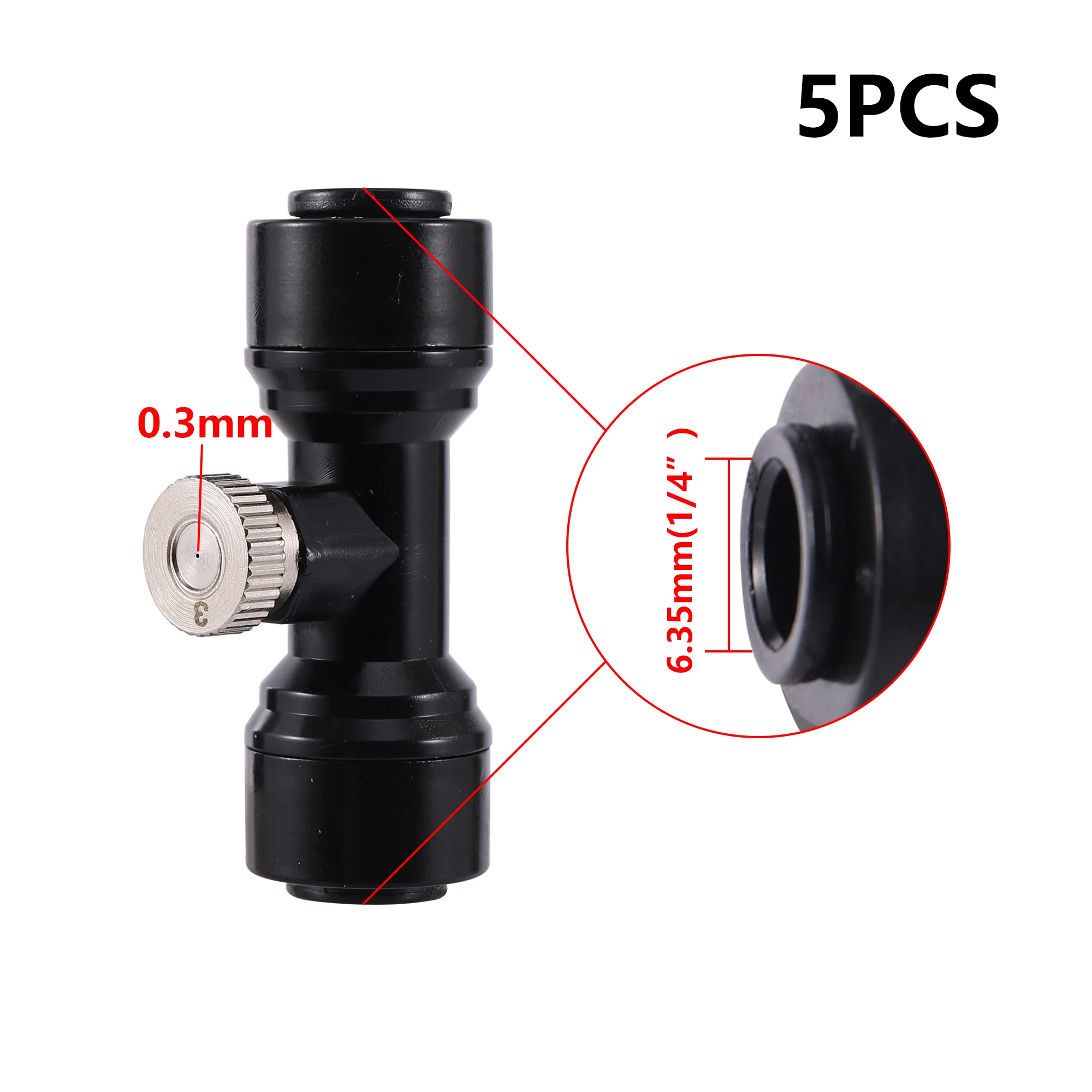 5pcs 0.3mm Nickel Plated Atomizing Nozzle 1/4" T-Connector 3/16" Dust Control Spray for Humidification Outdoor Cooling - купить по