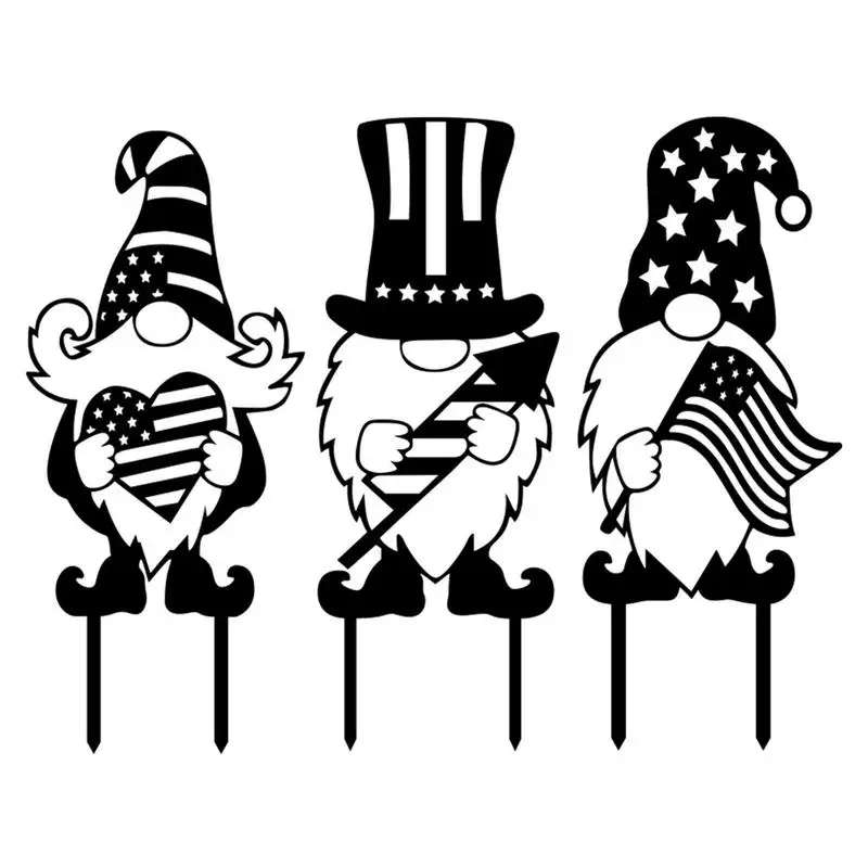 

Yard Stakes Metal Garden Statues Silhouette Garden Stakes Inserted Signs Independence Day Garden Gnomes Stake For Yard Lawn