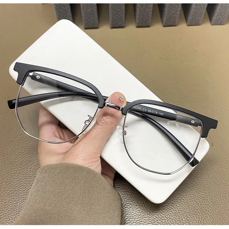 Очки в студенческом стиле женские прямоугольной формы Полуободковые с