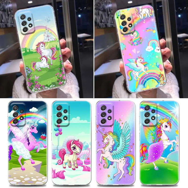 

Cute Clear Case For Samsung Galaxy A52 A51 A53 A72 A71 A73 A32 A31 A33 A22 A11 Soft Cases Cover Cartoon Rainbow Unicorn Animal