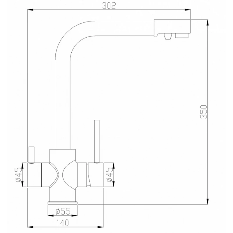 Смеситель для кухни под фильтр Steel Hammer SH 552 SATIN (Керамический картридж аэратор