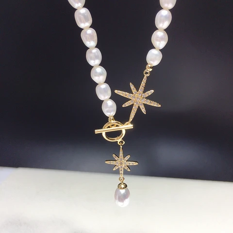 ZHBORUINI жемчужное ожерелье в форме риса