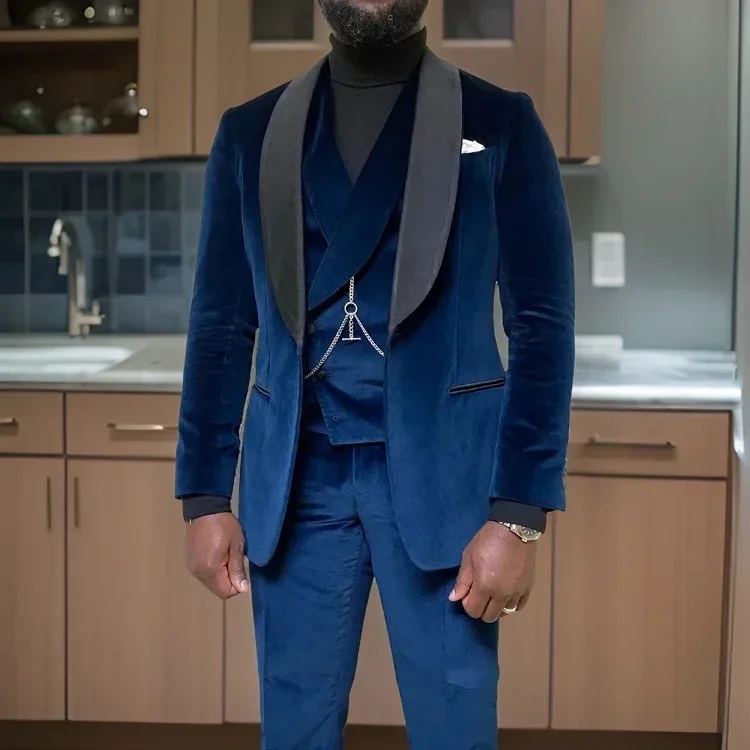 Формальные приталенные мужские костюмы 3-х предметные свадебные смокинги для