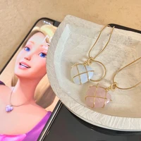 new trend opal heart necklace for women opal powder diamond castle necklace thai fashion rose quartz love chokers opal jewelry