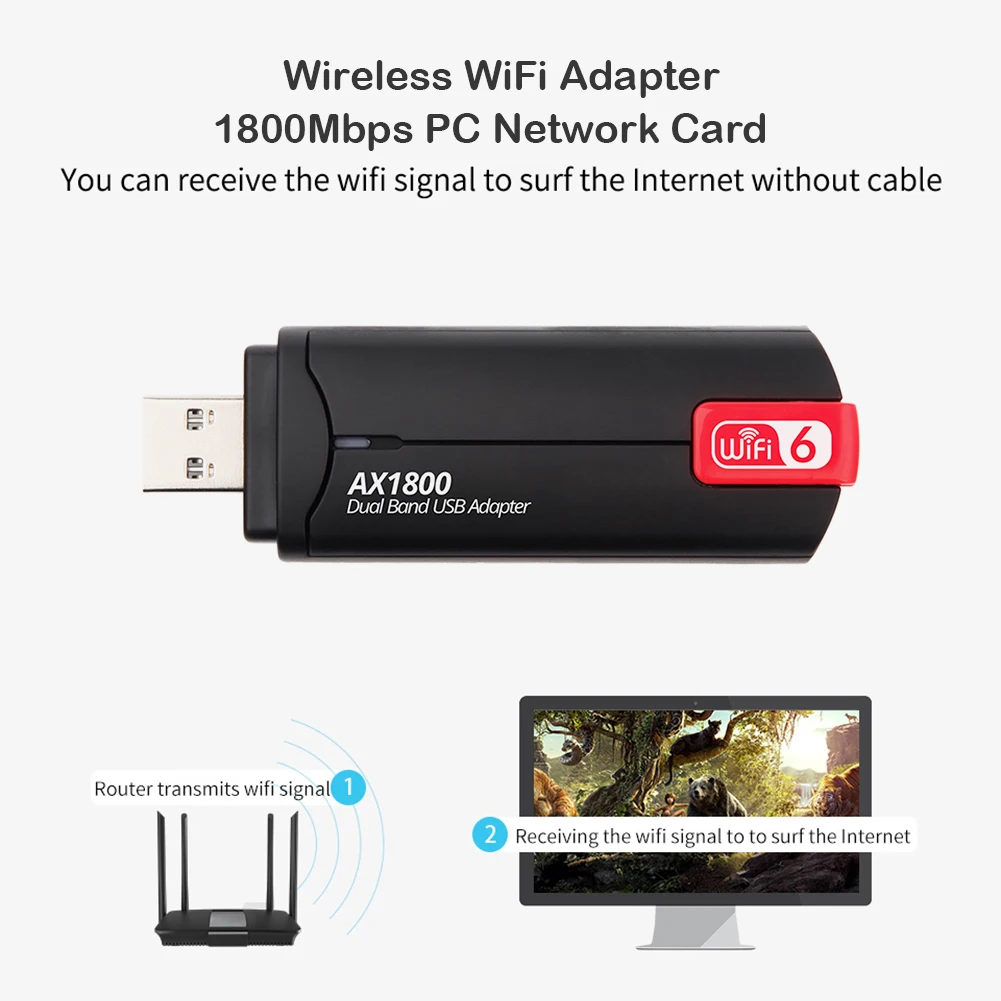 1800 Мбит/с Wi-Fi 6 USB адаптер RTL8832AU 802.11AX 2 4G/5 ГГц 3.0 Беспроводной донгл сетевая карта