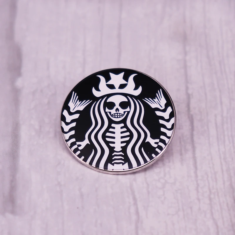 Черный эстетический каркас с логотипом в виде кофе-значок русалки стиле