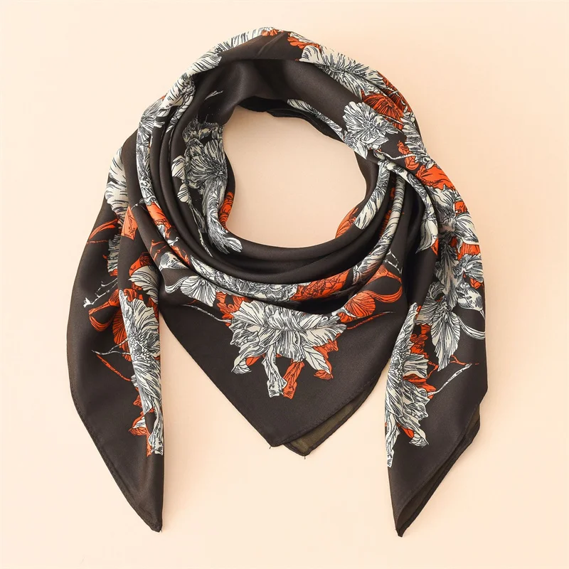 Роскошный брендовый Шелковый квадратный шарф 90*90 см хиджаб Женская бандана