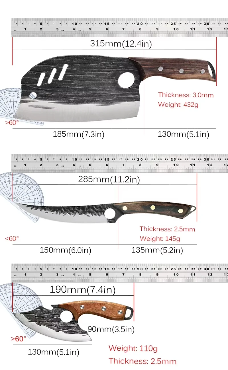 Кованый кухонный нож резец из нержавеющей стали для нарезки рыбы мяса мясника