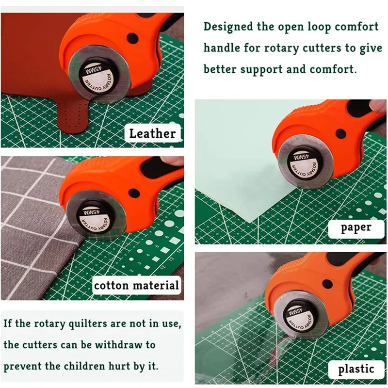 45 мм Вращающийся резак для кожевенного ремесла ткани нож с Круглым лезвием